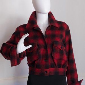Ralph Lauren red and black plaid bomber jacket -Large